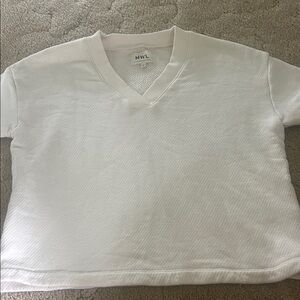 Madewell Cream Textured V-Neck Sweater